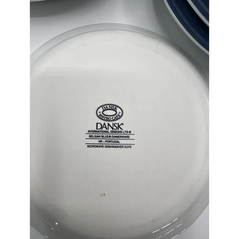 Dansk Belgian Blue Bistro Cafe Rimmed Soup Plates - Set of 8 - Picture 5 of 5